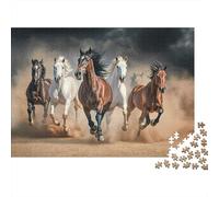 Wild Horses Galloping-Dynamic Animal Art StyleJigsaw Puzzle Animal Eco Paper Decompression Decor Gift Women Men Family 1000 Pieces 52x38cm/1000pcs