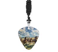 Wild Horses Galloping Fashion Guitar Picks Necklace Music Jewellery Personalized Pendant