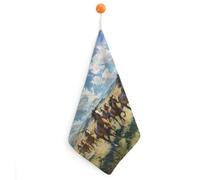 Wild Horses Galloping Hand Towels Absorbent Microfiber Cleaning Cloths with Hanging Loop