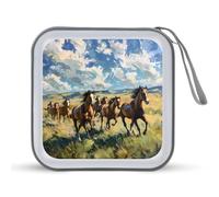 Wild Horses Galloping Portable CD Case Holder 48 Capacity Travel DVD Storage Boxs Wallet Bag