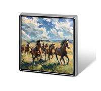 Wild Horses Galloping Square Brooch Metal Pin Badges Fashion Lapel Pins Jewellery Unisex