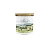 Wild Horses Hot Chocolate Canister - Watercolour Landscapes Horse Themed Gifts - 600ml Enamel Kitchen Storage Container
