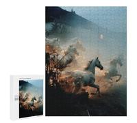 Wild Horses in Motion, 500 PCS Wooden Picture Puzzle for Grown-Ups, Winter Activity Gift; for Shared Table Time