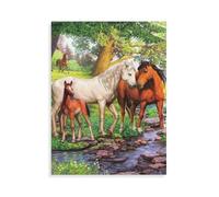 Wild horses on the river - horses，Puzzles for Adults Kids. 1000 Pieces Impossible Challenge Toy Educational Games Home Decoration for Adults& Kids Age 14 Years Up 1000pcs（75x50cm）-AN52