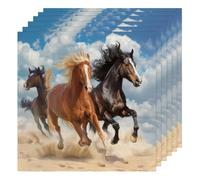 Wild Horses Running Cloth Napkins Set of 6, Dinner Napkins Cloth 50 x 50 cm, Soft & Comfortable Reusable Napkin for Party Wedding Napkins