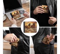 Wild Horses Running on The Beach Funny Men's Wallets Slim Front Pockets Bifold Wallet with ID Credit Card Holder