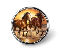 Wild Horses Running on The Beach Novelty Metal Badge 1″ Round Brooch Pin Clothes Hat Bag Tie Accessories Decor