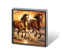 Wild Horses Running on The Beach Trendy 1″ Metal Badge Brooch Pin Tie Decor Clothes Hat Bags Accessory
