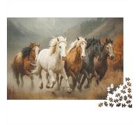 Wild Horses Running through Montana 1000pcs (75x50cm) Erwachsenenpuzzle - Erwachsenenpuzzle DIY-Puzzlespielzeug