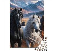 Wild Horses Running through Mountain Valley1000 Pieces Durable Cardboard Horses Jigsaw Puzzle Collection Adults Fun Party Game Mind Relaxation Perfect 52x38cm/1000pcs
