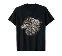 Wild Howling Wolf Mountain Feather Spirit T-Shirt