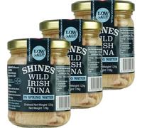 Wild Irish Albacore Tuna in Water - 3 x 185g Glass Jar - Low Carb - Ideal for Keto Diet - LCHF - Dolphin Friendly - Hand Filleted - No Gluten - High in Omega 3 - Low in Salt - by Shines