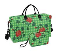 Wild Irish Rose St Duffel Bags Shoulder Weekender Overnight Bag Sport Training Bag with Toiletry Bag for Travel Multifunctional