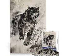 Wild Jaguar Illustration Jigsaw Puzzles for Teenagers 1000 Focus Ability Relaxed Leisure Interlock Well Best Gift (38x26cm)