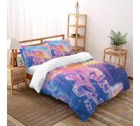 Wild Jellyfish Duvet Cover Set 3D Printed Deep Sea Creatures Boys Girls Three-piece Set UltraSoft Microfiber Includes 2 Pillowcases ZipperClosure Double（200x200cm）