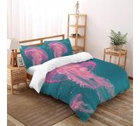 Wild Jellyfish Duvet Cover Set 3D Printed Deep Sea Creatures Boys Girls Three-piece Set UltraSoft Microfiber Includes 2 Pillowcases ZipperClosure King（220x240cm）