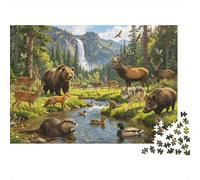 Wild Jungle Animal Jigsaw Puzzle 1000 Pieces Recyclable Valley Forest Senior Puzzles Educational Game Decompression Ideal for Family And Friends Birthdays 38x26cm/1000pcs