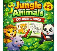 Wild Jungle Animals Coloring Book for Kids Ages 4-8
