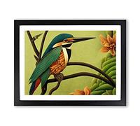 Wild Kingfisher Bird Framed Print | A2 Black Framed Wall Art | Ready to Hang | Modern Nature Picture | Living Room Bedroom Lounge Office