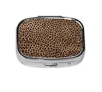 Wild Leopard Animal Print Pill Box 2 Compartment Medicine Pill Case,Portable for Pocket Or Purse Pill Box Decorative Metal Medicine Organizer