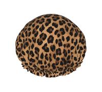 Wild Leopard Animal Print Premium Double Layer Shower Cap For Women With Reusable Shower Cap For Hair - Waterproof Plastic Cap - Shower Caps For Long, Short And Curly Hairs