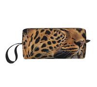 Wild Leopard Animal Printed Travel Makeup Bag Portable Cosmetic Bag Makeup Case Toiletry Handbag Organiser for Women