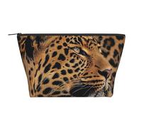 Wild Leopard Animal Printed Travel Makeup Bag Trapeze Cosmetic Bag Makeup Case Toiletry Bag Organiser for Women