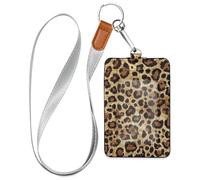 Wild Leopard Brown Print Cruise Essentials Badge Holder Cute with Lanyard id Holders for Ship Cards Travel & Vacation