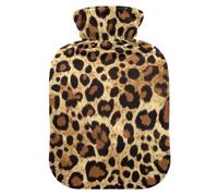 Wild Leopard Brown Print hot Waterbottle with Soft Cover, 2L hot Compress Bag for Hot and Cold Therapies, Period Cramps