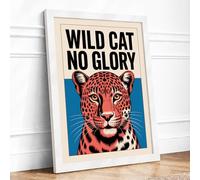 Wild Leopard Confrontation Graphic Art Framed Wall Art Print A3 (42×29.7cm) White, Wall Decor for Living Room, Bedroom, Office & Home, Ready to Hang, Art Gift