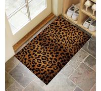 Wild Leopard Print Doormat, Non-Slip Anti-Fatigue Eco-Friendly Rubber Indoor Door Mat, Rectangular (40 X 60 Cm), Beige Brown Animal Furdurable And Machine Washable