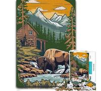 Wild Life Buffalo Artistic Wooden Jigsaw Puzzle for Adults, 500 PCS