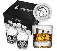 Wild Life Whiskey Glasses - Eagle, Lion, Elephant, Wolf Imprinted 11.5 Ounce Bar Glasses Set of 4 | Old Fashioned & Lowball Tumblers