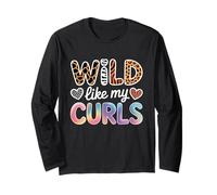 Wild Like My Curls Curly Haired Colorful Animals Leopard Long Sleeve T-Shirt