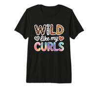 Wild Like My Curls Curly Haired Colorful Animals Leopard Premium T-Shirt