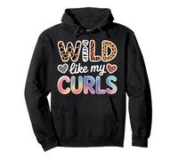 Wild Like My Curls Curly Haired Colorful Animals Leopard Pullover Hoodie