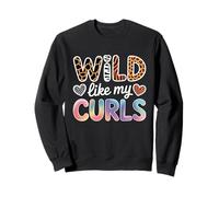 Wild Like My Curls Curly Haired Colorful Animals Leopard Sweatshirt