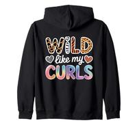 Wild Like My Curls Curly Haired Colorful Animals Leopard Zip Hoodie