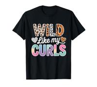 Wild Like My Curls Curly Haired Leopard Animals Colorful T-Shirt