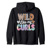 Wild Like My Curls Curly Haired Leopard Animals Colorful Zip Hoodie