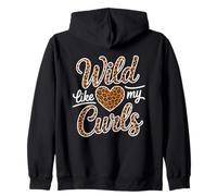 Wild Like My Curls Curly Haired Leopard Love Curly Hair Zip Hoodie