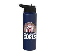 Wild Like My Curls Curly Haired Rainbow Heart Love Curls Stainless Steel Insulated Water Bottle