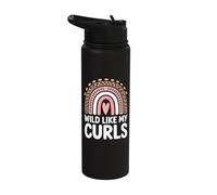 Wild Like My Curls Curly Haired Rainbow Heart Love Curls Stainless Steel Insulated Water Bottle