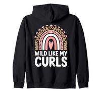 Wild Like My Curls Curly Haired Rainbow Heart Love Curls Zip Hoodie