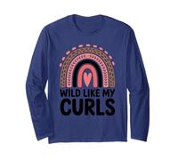 Wild Like My Curls Curly Haired Rainbow Heart Love Curly Long Sleeve T-Shirt