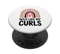 Wild Like My Curls Curly Haired Rainbow Heart Love Curly PopSockets Adhesive PopGrip