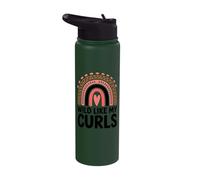 Wild Like My Curls Curly Haired Rainbow Heart Love Curly Stainless Steel Insulated Water Bottle