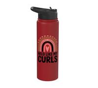 Wild Like My Curls Curly Haired Rainbow Heart Love Curly Stainless Steel Insulated Water Bottle