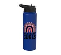 Wild Like My Curls Curly Haired Rainbow Heart Love Curly Stainless Steel Insulated Water Bottle