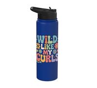 Wild Like My Curls Curly Haired Retro Vintage Floral Stainless Steel Insulated Water Bottle